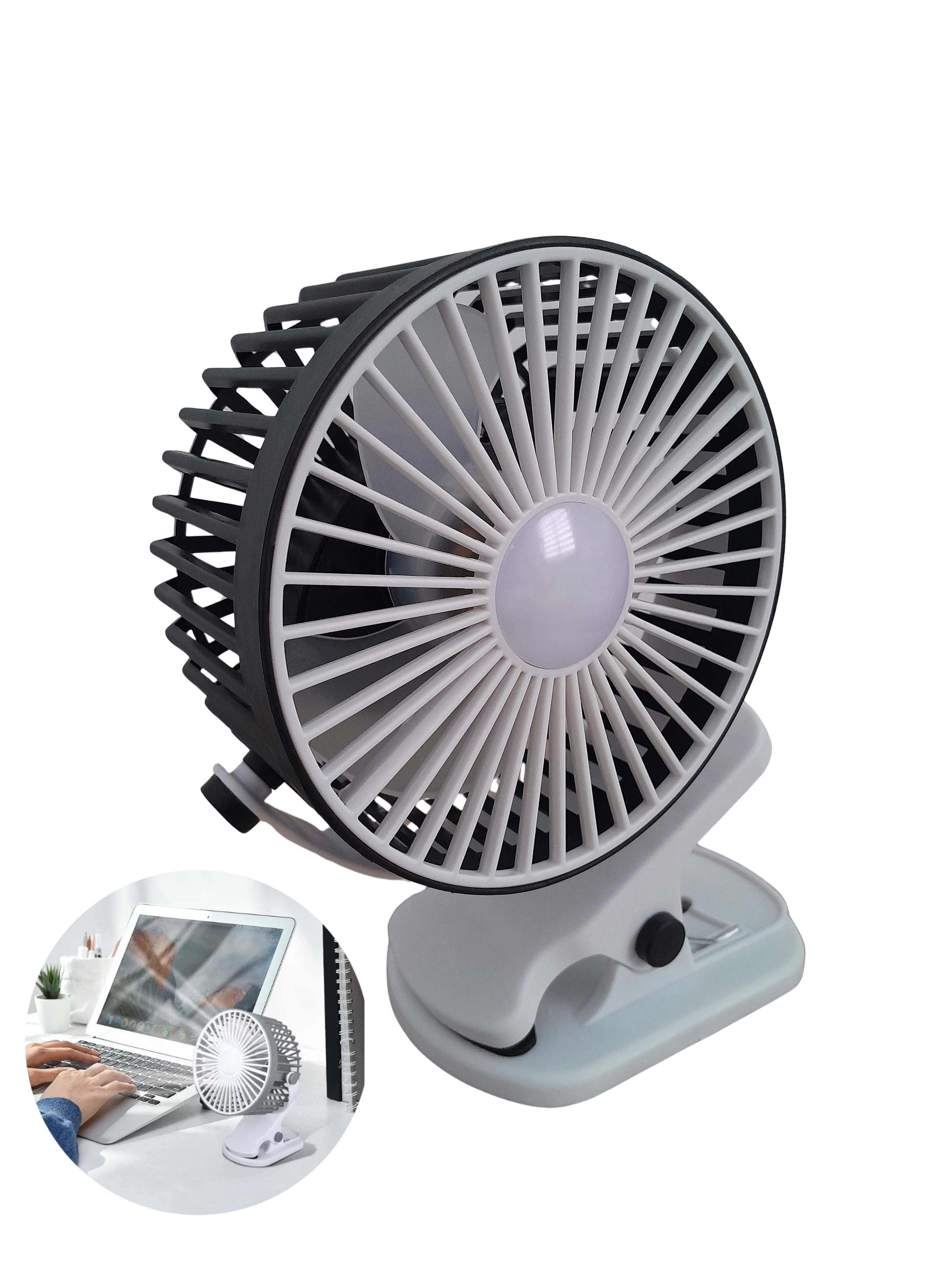 VENTILADOR DE CLIP Y MESA RECARGABLE